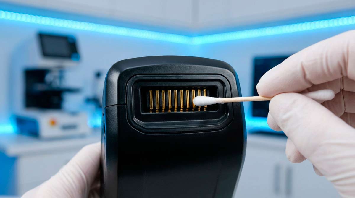 Cleaning e-bike battery terminals before winter storage