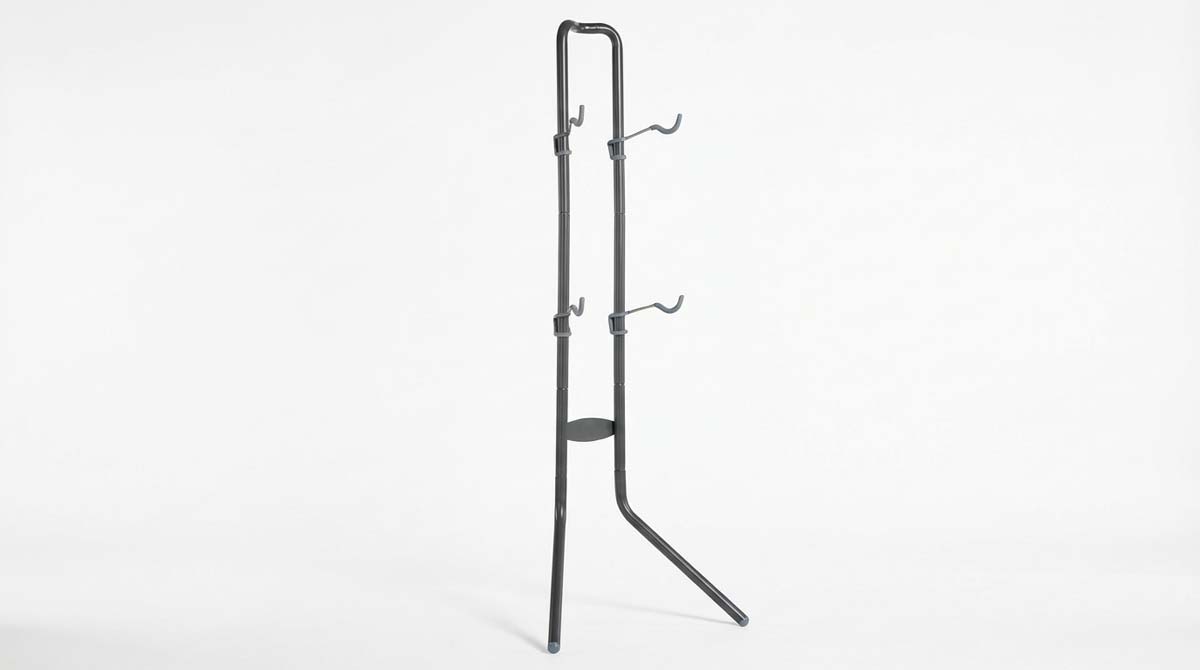 Delta Cycle Michelangelo gravity-based leaning bike rack for two e-bikes in a small apartment