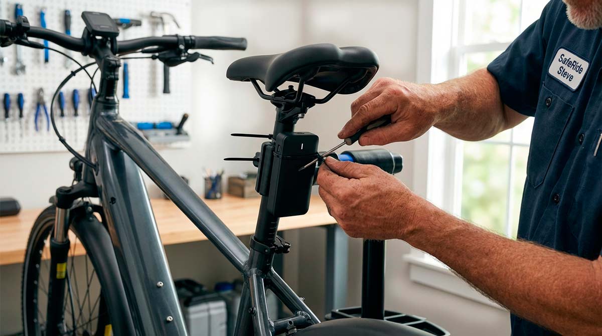 Installing a vibration alarm system under an ebike saddle for anti-theft protection